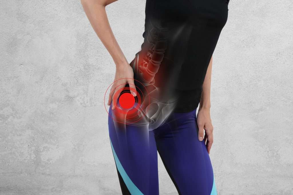Woman with hip joint pain