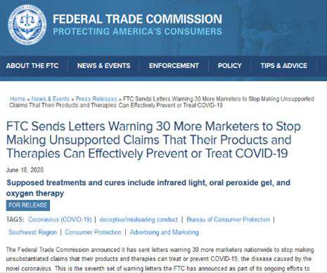 FTC Warning Letters from FTC Website
