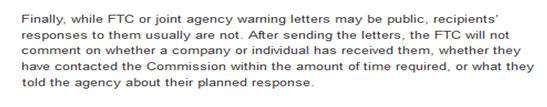 FTC Warning letter language