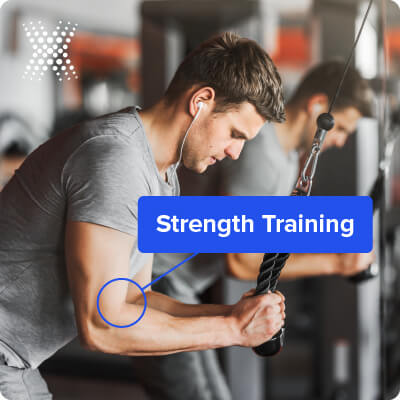 Strength training is key in the prevention of injuries as it helps to strengthen your muscles and bones and increase your range of motion.